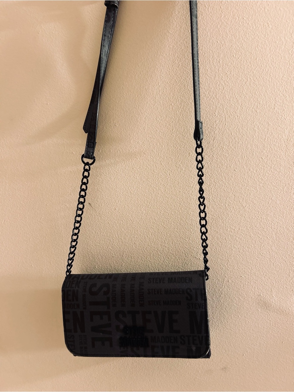 Steve Madden Black Logo Fold-Over Crossbody